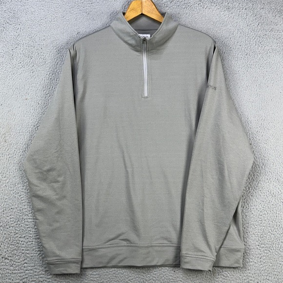 Peter Millar Crown Sport Mens Pullover Sweatshirt XL Gray Quarter Zip Stretch